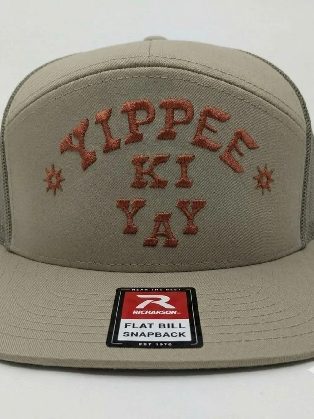 Retro Yippee Ki Yay Embroidered Hat Richardson 7 Panel Flat Bill Snapback Cowboy